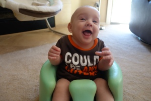 Lucas loves his Bumbo chair.